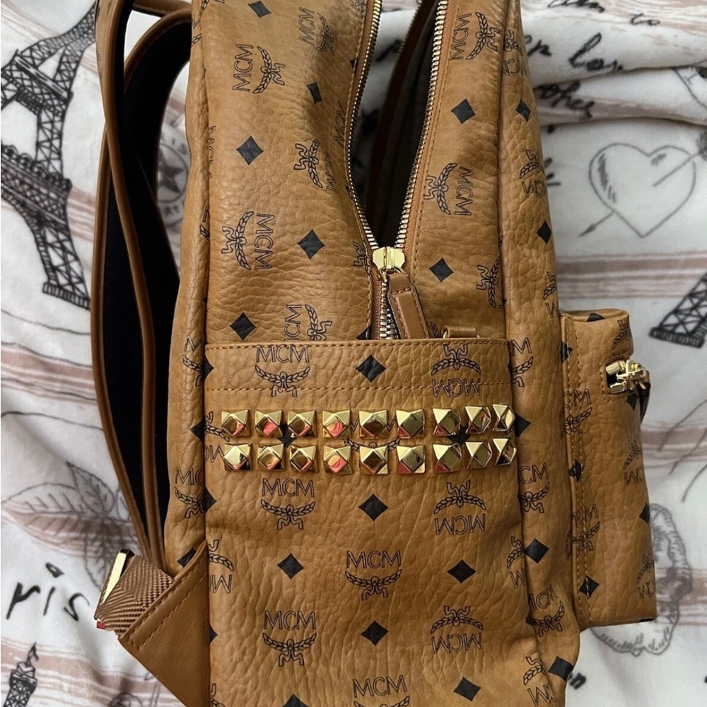 MCM Tan Stark Backpack with Iconic Monogram - Picture 9 of 10
